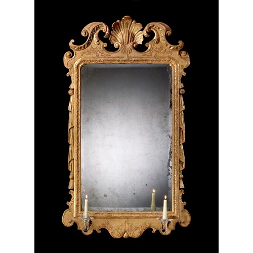 A GEORGE II CARVED GESSO MIRROR